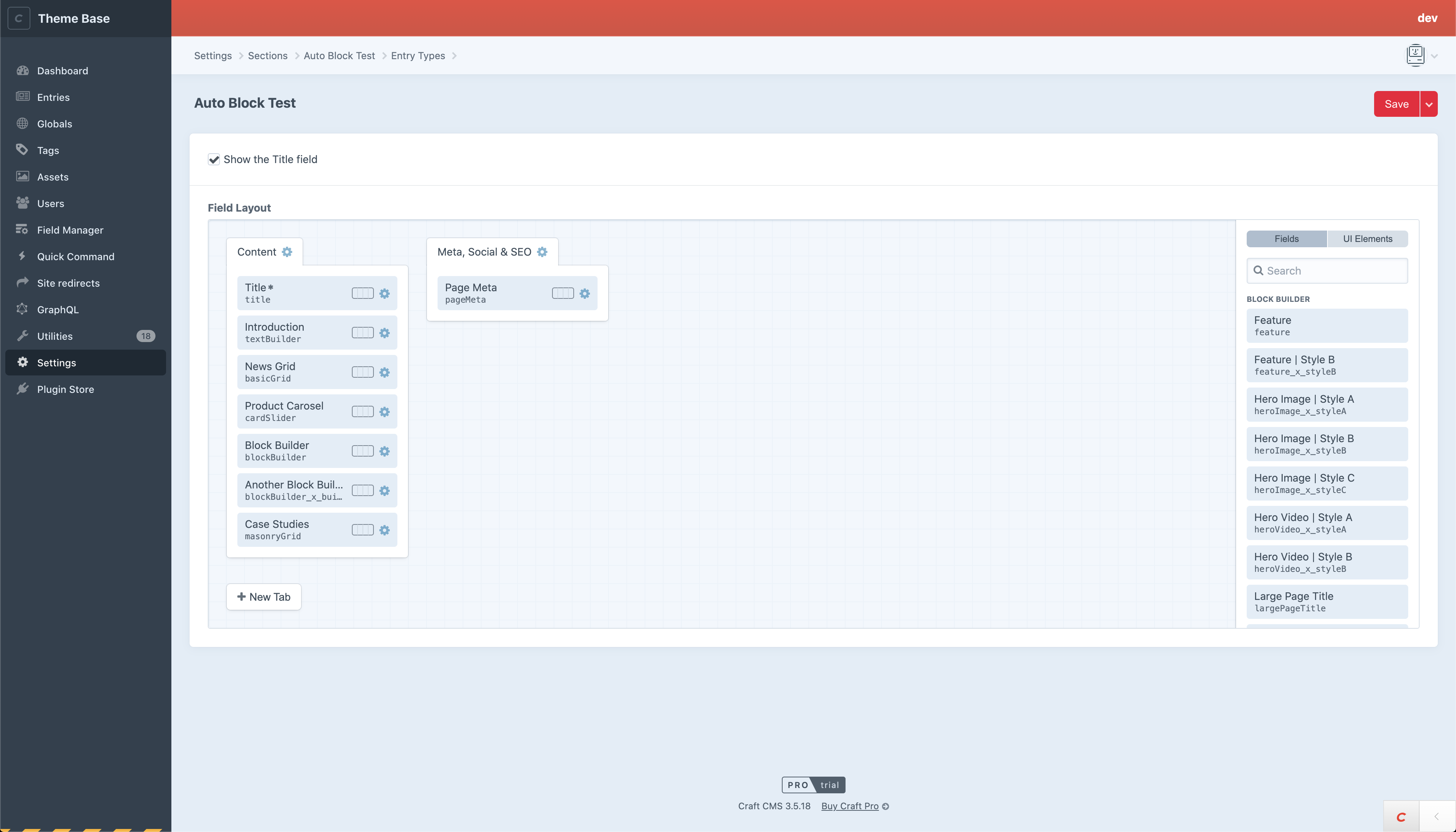 Auto Block Renderer Field Layout
